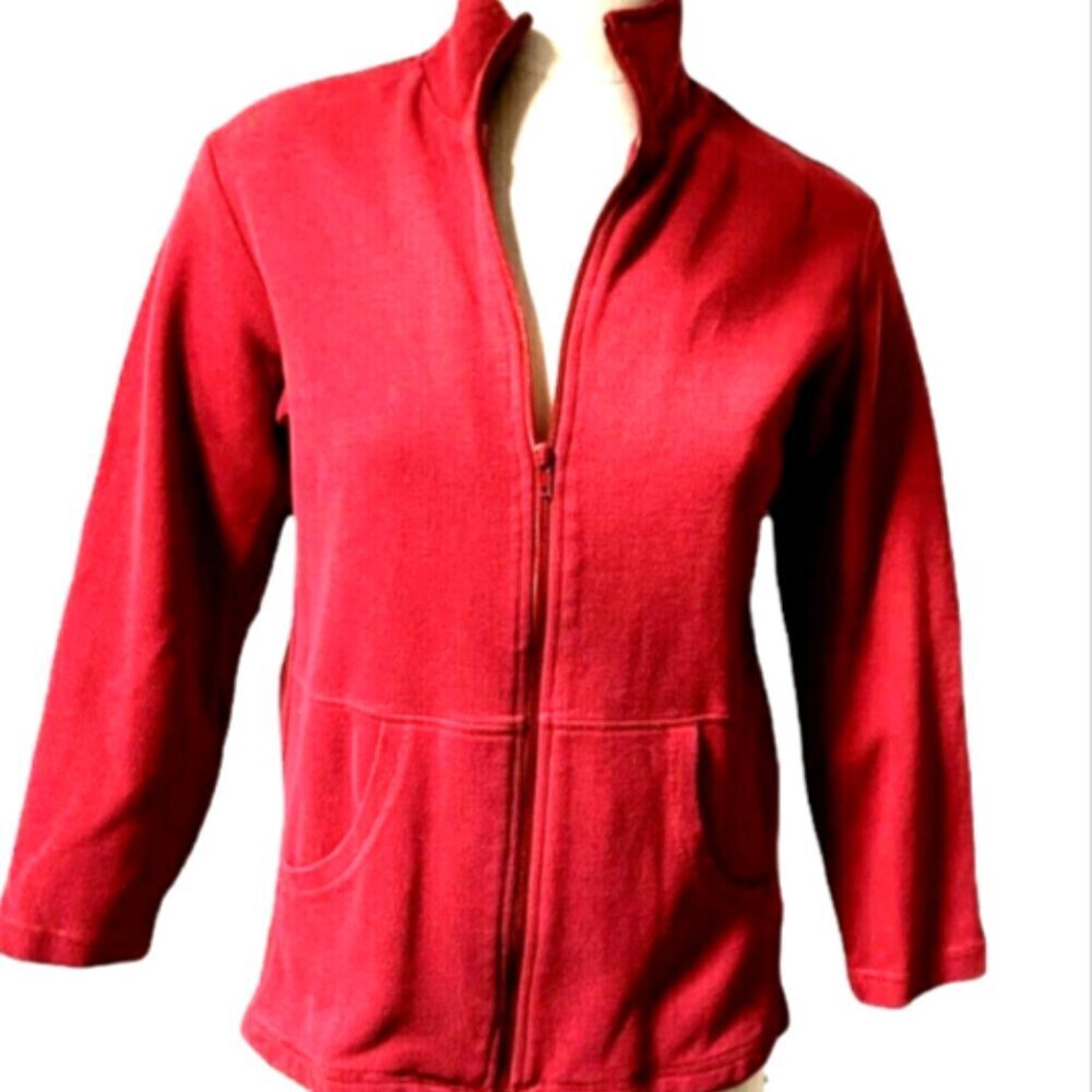Norm Thompson Full Zip Sweatshirt Sz S Red 185N